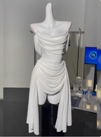 Simple Off The Shoulder Pleated Chiffon White 17Th Birthday Homecoming Dresses