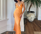 Simple Satin Long Formal Prom Dresses Party Dresses