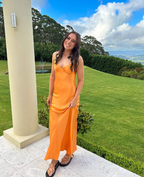 Simple Satin Long Formal Prom Dresses Party Dresses