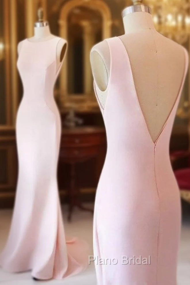 Simple Pink Mermaid Long Formal Prom Dresses, Pink Formal Dresses For Teens