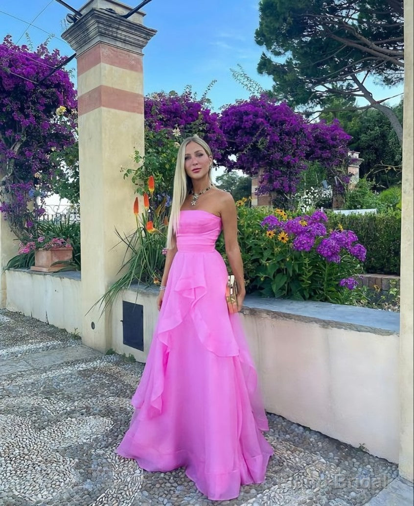 simple pink prom dress,modest evening dresses Main image
