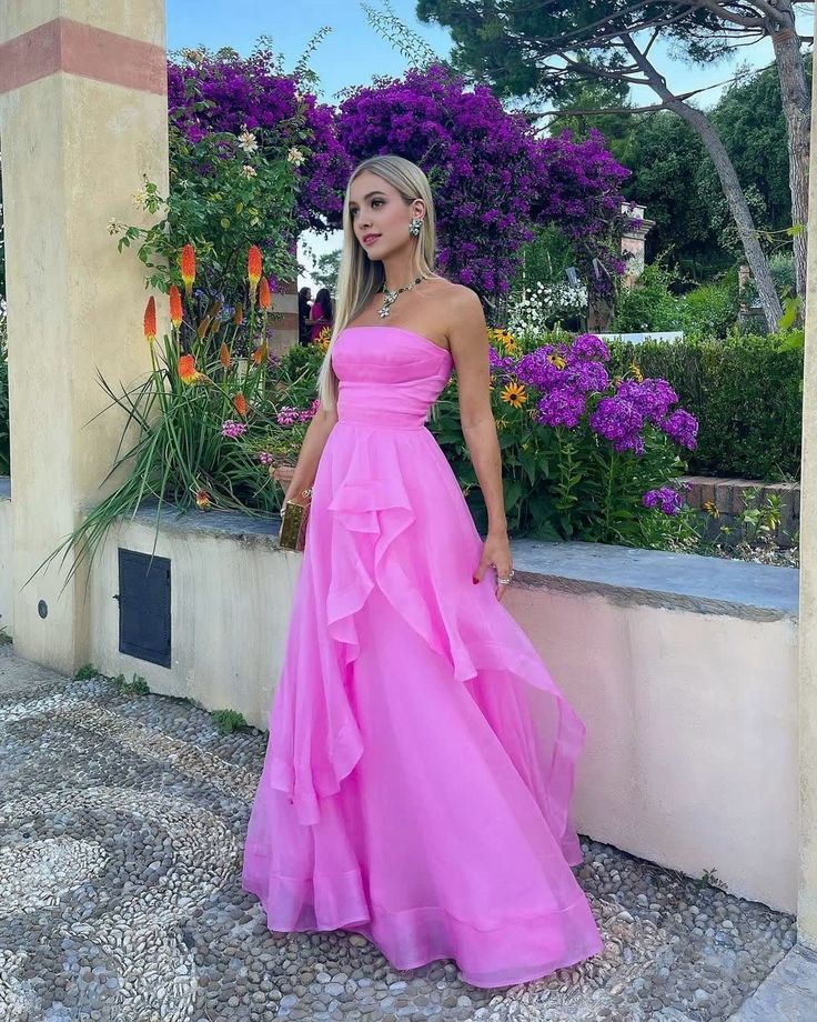 Simple Pink Formal Prom Dresses,Modest Formal Evening Dresses