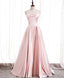 Simple Pink Satin Long Prom Dress, Pink Formal Bridesmaid Dress