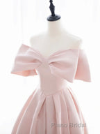 Simple pink satin long Formal Prom dress, pink satin evening dress