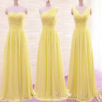 Simple Pleated Chiffon Bridesmaid Dresses Mixed Style