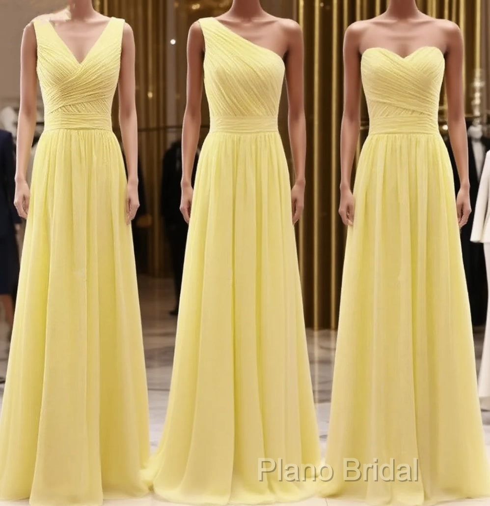 Simple Pleated Chiffon Bridesmaid Dresses Mixed Style Main image