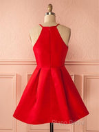 Simple Red Short Formal Prom Dresses, Short Red Homecoming Dresses, Red Short Mini Formal Dresses