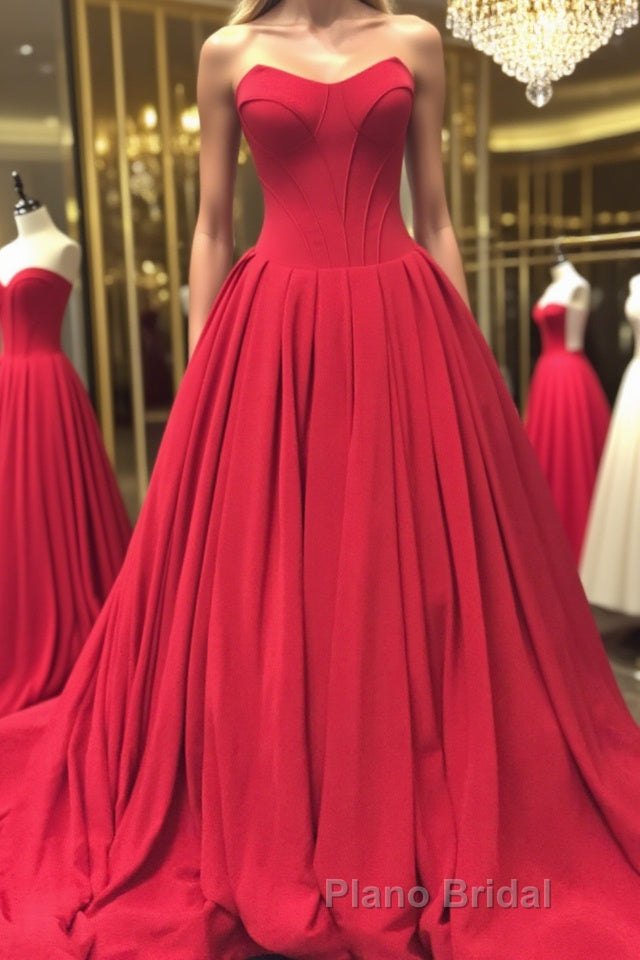 Simple red sweetheart long Formal Prom dress, red evening dress Main image