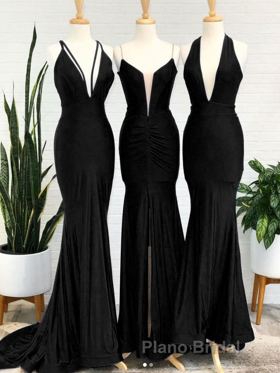 Simple Royal blue v neck mermaid long Formal Prom dress blue evening dress