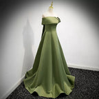 Simple Sage Green Satin Formal Prom Dresses Sexy Formal Evening Dresses
