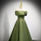 Simple Sage Green Satin Formal Prom Dresses Sexy Formal Evening Dresses