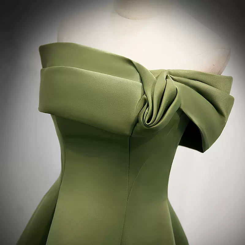 Simple Sage Green Satin Formal Prom Dresses Sexy Formal Evening Dresses