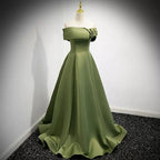 Simple Sage Green Satin Formal Prom Dresses Sexy Formal Evening Dresses