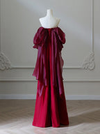 Simple Satin Burgundy Long Formal Prom Dresses, Burgundy Long Prom Dresses