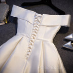 Simple Satin Off Shoulder Short Party Dresses, Homecoming Dresses