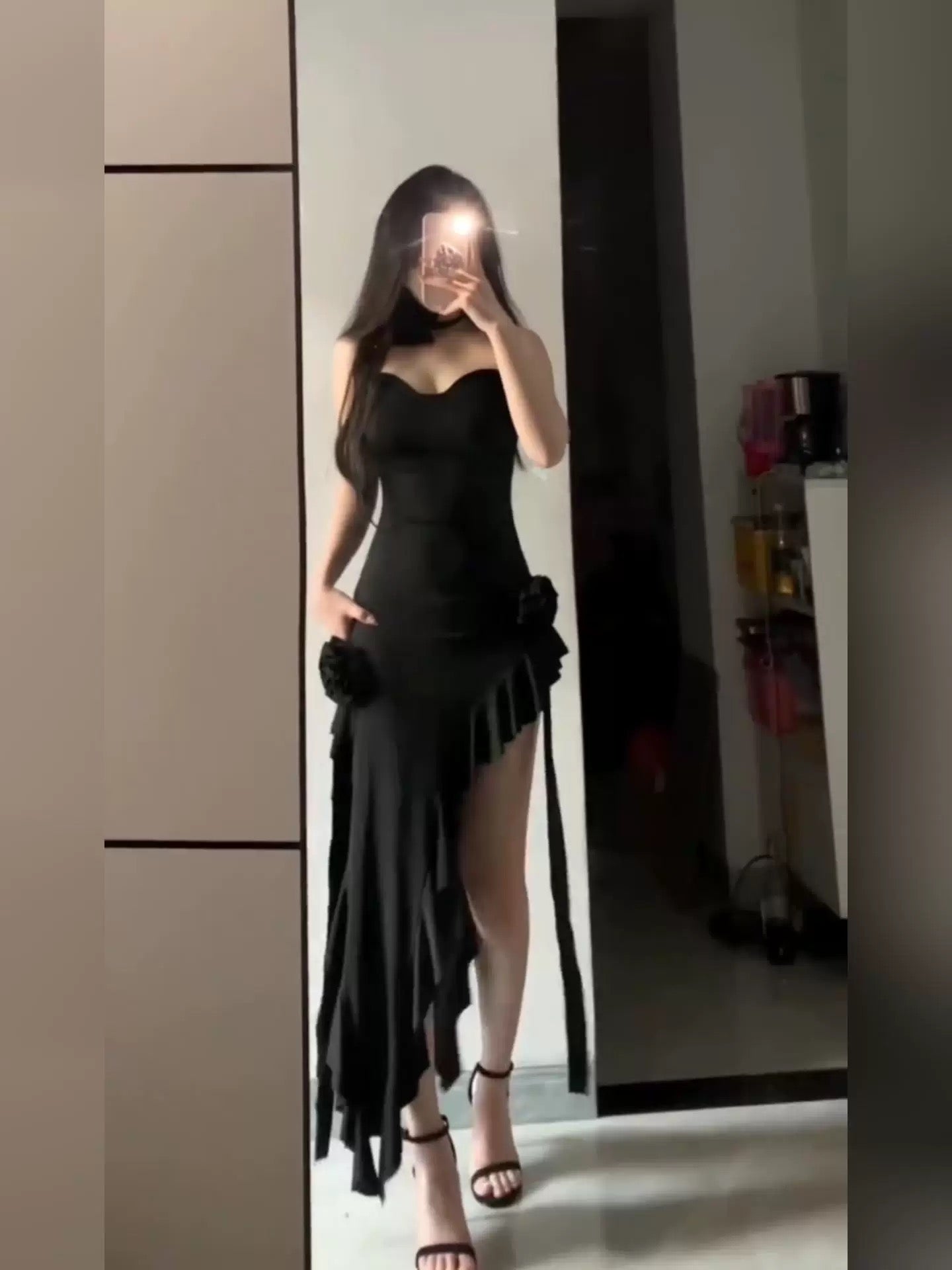 Simple Sheath Spaghetti Straps Black Satin Vacation Beach Dresses Long Birthday Dresses