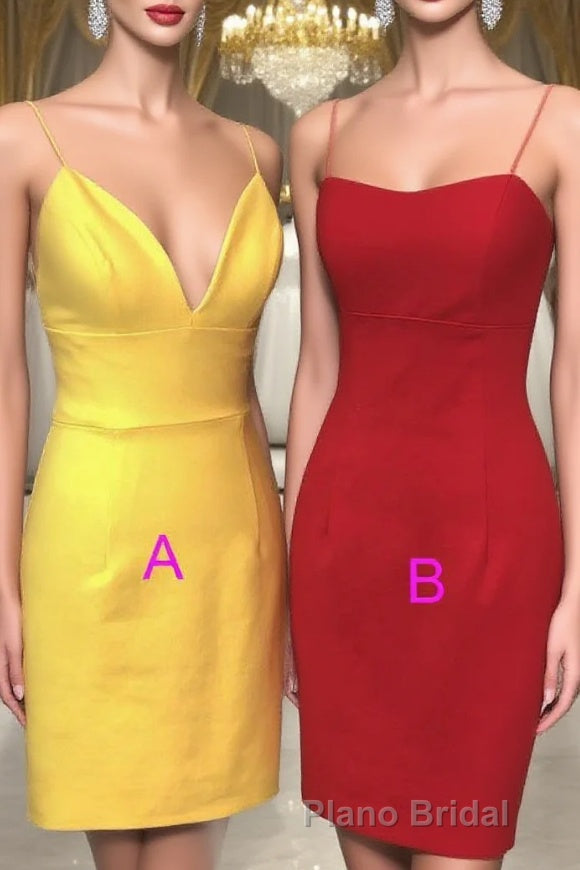 Simple Sheath Yellow Mini Homecoming Dresses Main image
