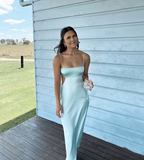 Simple Spaghetti Straps Long Formal Prom Dresses Birthday Outfit