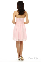 Simple Strapless Chiffon Sweetheart Short Pink Homecoming Dresses