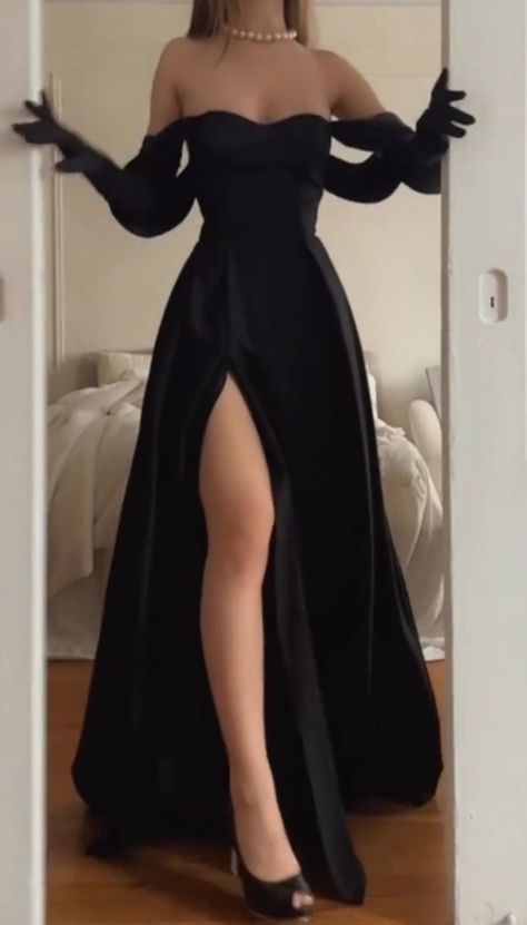 Simple Strapless Wedding Guest Dresses Black Slit Formal Prom Dresses Birthday Outfits