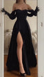 Simple Strapless Wedding Guest Dresses Black Slit Formal Prom Dresses Birthday Outfits