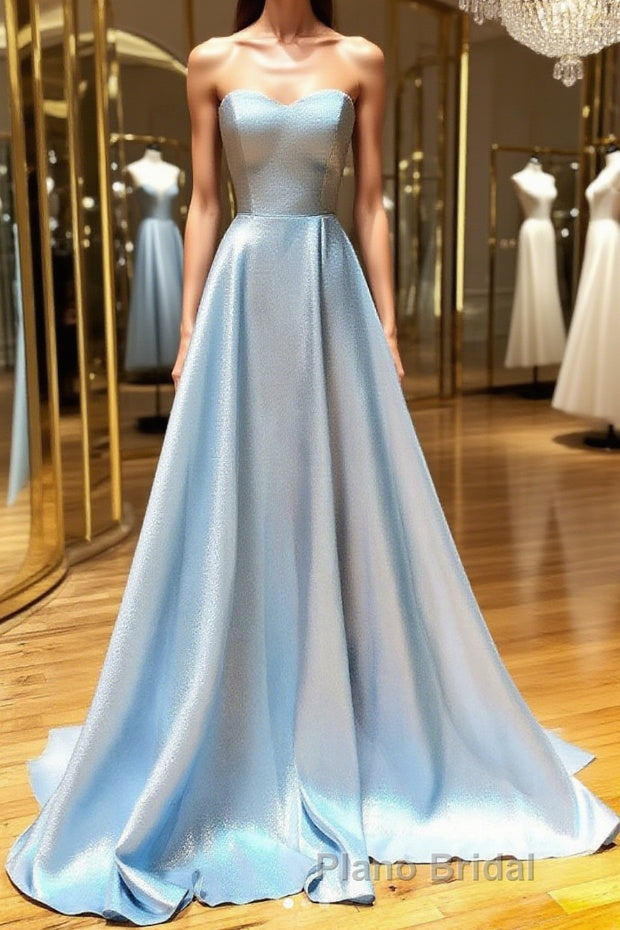 Simple sweetheart blue long Formal Prom dress blue long evening dress Main image