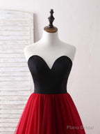 Simple Sweetheart Burgundy Tulle Long Prom Dress, Evening Dress