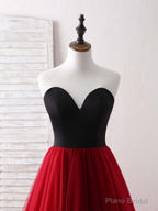 Simple Sweetheart Burgundy Tulle Long Prom Dress, Evening Dress