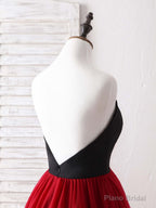 Simple Sweetheart Burgundy Tulle Long Prom Dress, Evening Dress