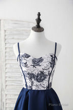 Simple Sweetheart Dark Blue Short Prom Dress Blue Homecoming Dress