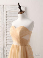 Simple Tulle Champagne Short Prom Dress Tulle Bridesmaid Dress