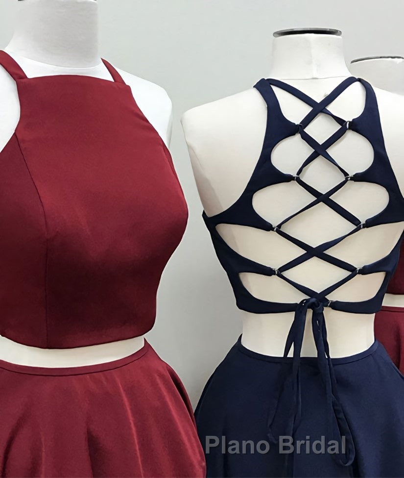 Simple two pieces short Formal Prom dress, homecoming dress