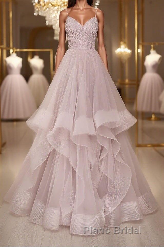 Simple v neck A-line tulle long Formal Prom dress sweet 16 dress