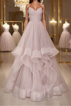 Simple v neck A-line tulle long Formal Prom dress sweet 16 dress