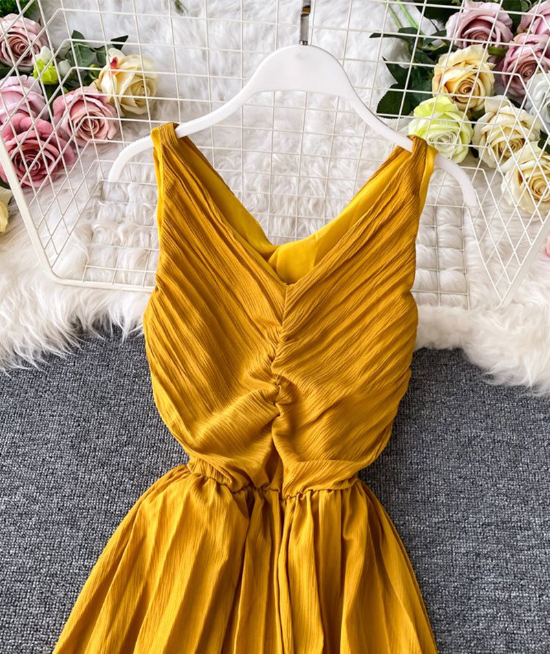 Simple V-Neck Dresses Sleeveless Dresses