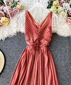 Simple V-Neck Dresses Sleeveless Dresses