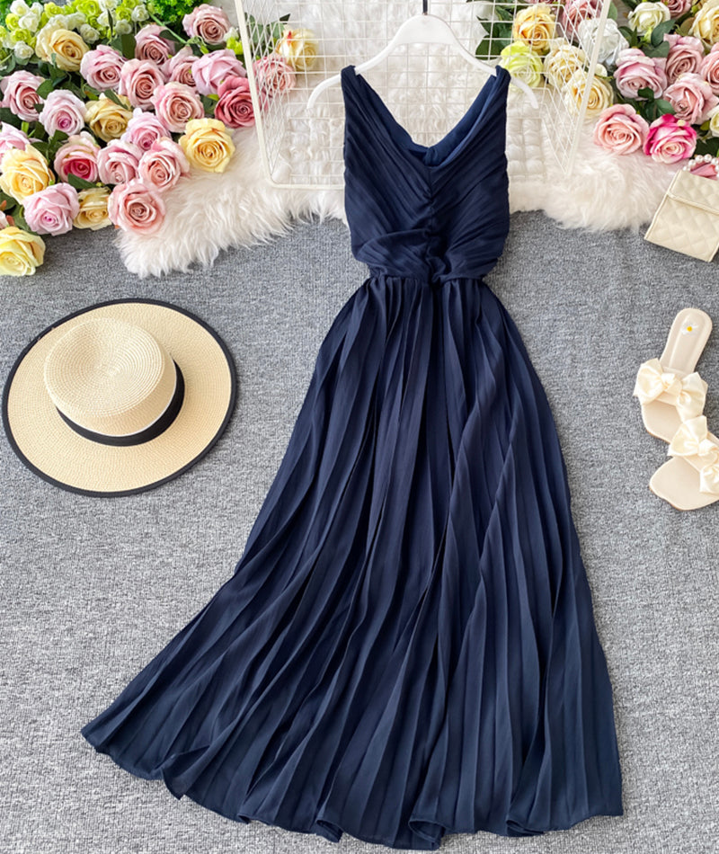 Simple V-Neck Dresses Sleeveless Dresses