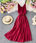 Simple V-Neck Dresses Sleeveless Dresses