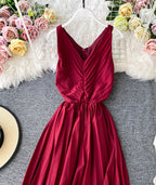 Simple V-Neck Dresses Sleeveless Dresses