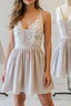 Simple v neck lace short Formal Prom dress, homecoming dress