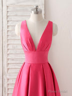 Simple V Neck Long Prom Dress Backless Evening Dress