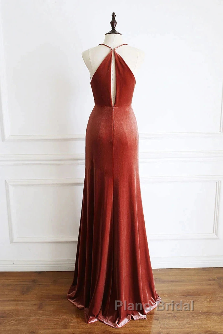 Simple V Neck Velvet Formal Dresses Mermaid Long Wedding Guest Dresses Secondary image