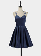 Simple V-Neckline Short Straps Halter Homecoming Dresses,Teen Dresses, Summer Dresses