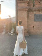 Simple A Line Round Neck Light Apricot Lace Chiffon Party Dresses Outfits