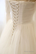 Simple white tulle long prom dress white tulle bridesmaid dress