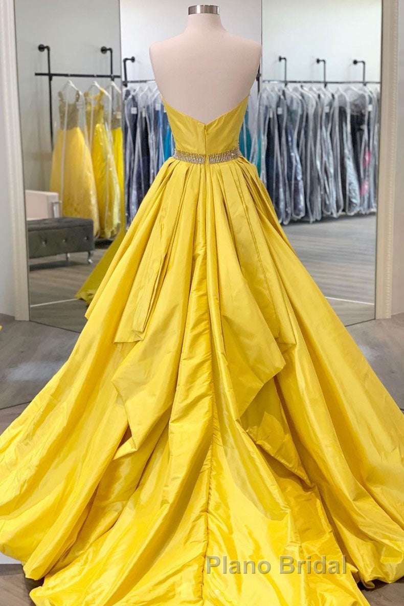 Simple yellow satin long Formal Prom dress yellow evening dress Secondary image