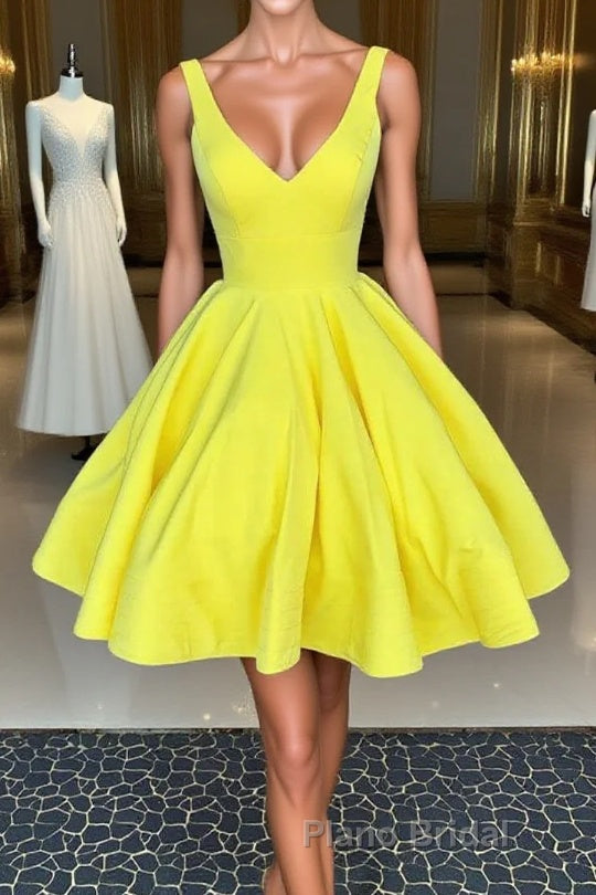 Simple yellow short Formal Prom dress, yellow homecoming dress Main image