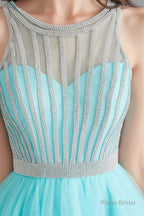 A-Line Tulle Sleeveless Beading Homecoming Dresses