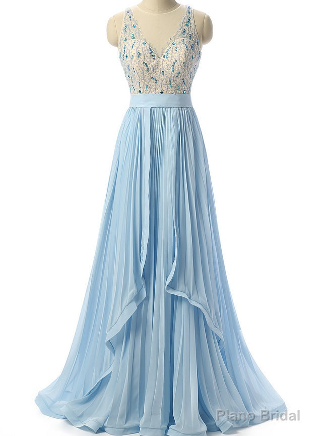 Sky Blue Beaded Prom Dress Formal Women Evening Dresses Main image
