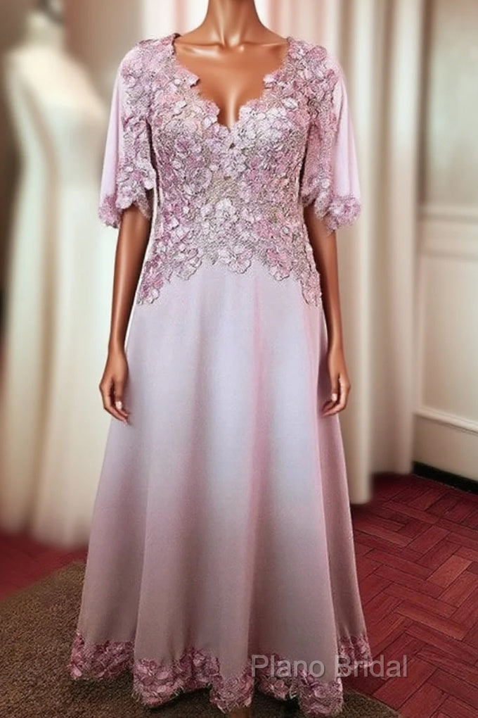 Sleeved Mother Of The Bride Dresses With 3D Flowers